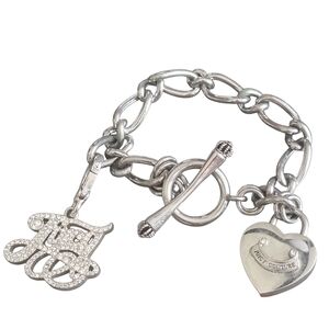 Juicy Couture Silver Heart Charm Bracelet